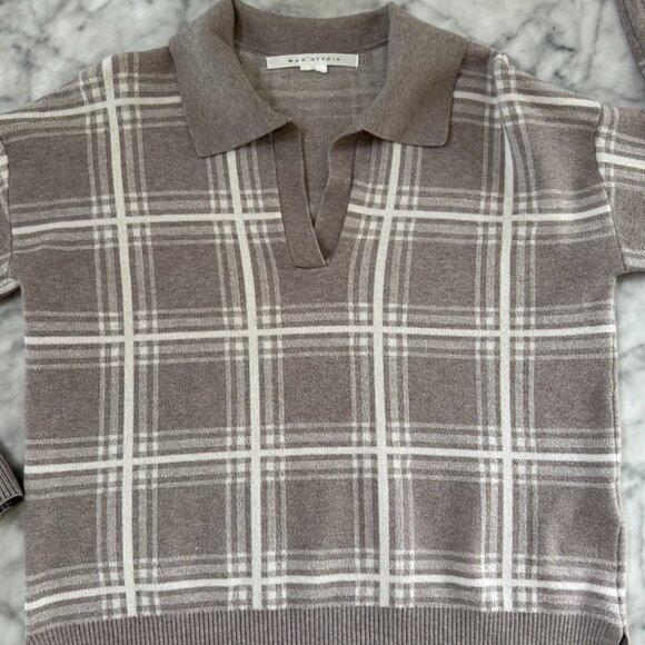 MAX STUDIO Plaid Sweater – Grey – Size M - Picture 4 of 4